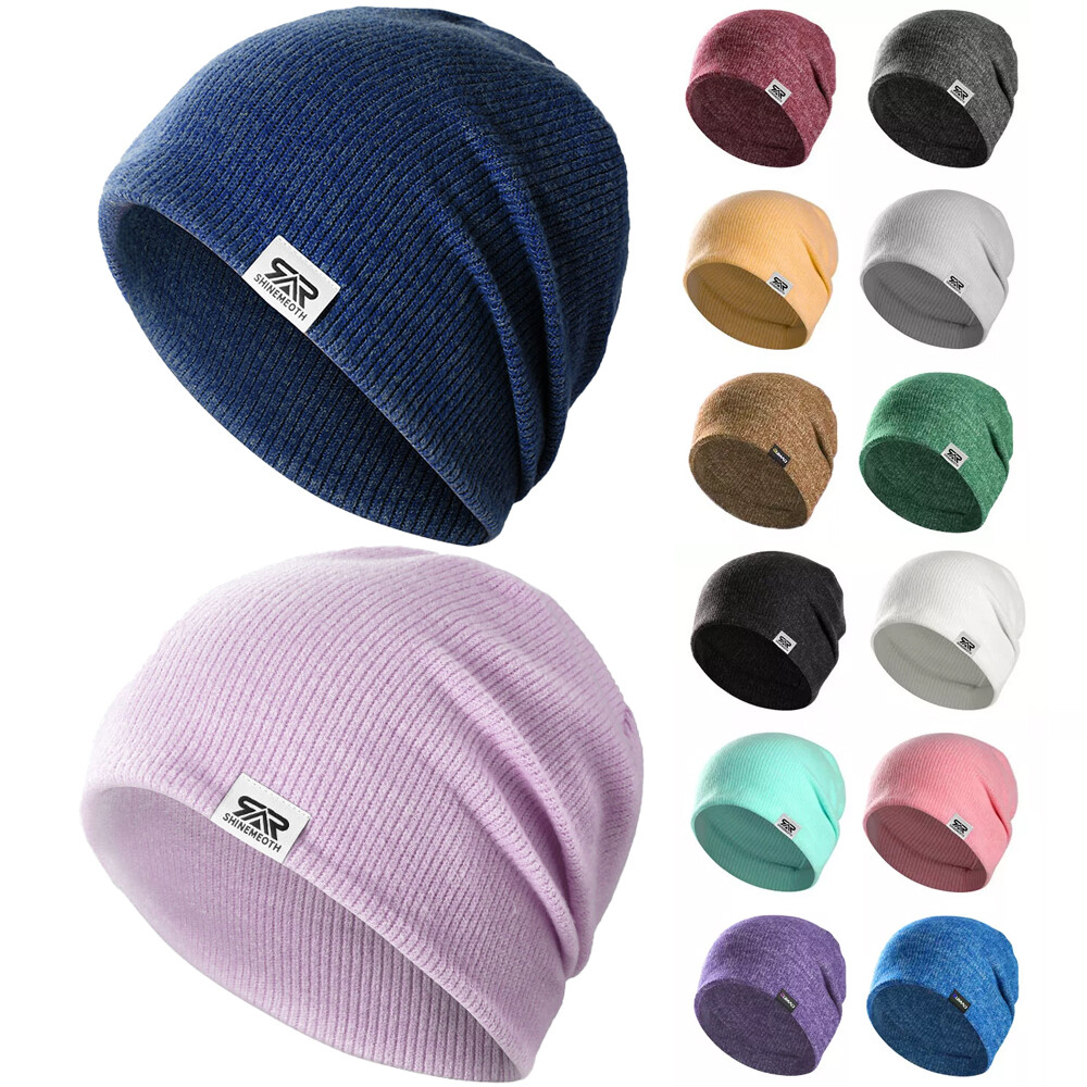 Cuffed Beanie Plain Knit Hat Winter Solid Slouchy Skull Ski  display picture 1