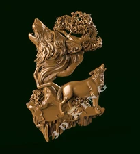 3D STL Model WOLF SONG for CNC Router Aspire Artcam 3D Printer Carving Engraver