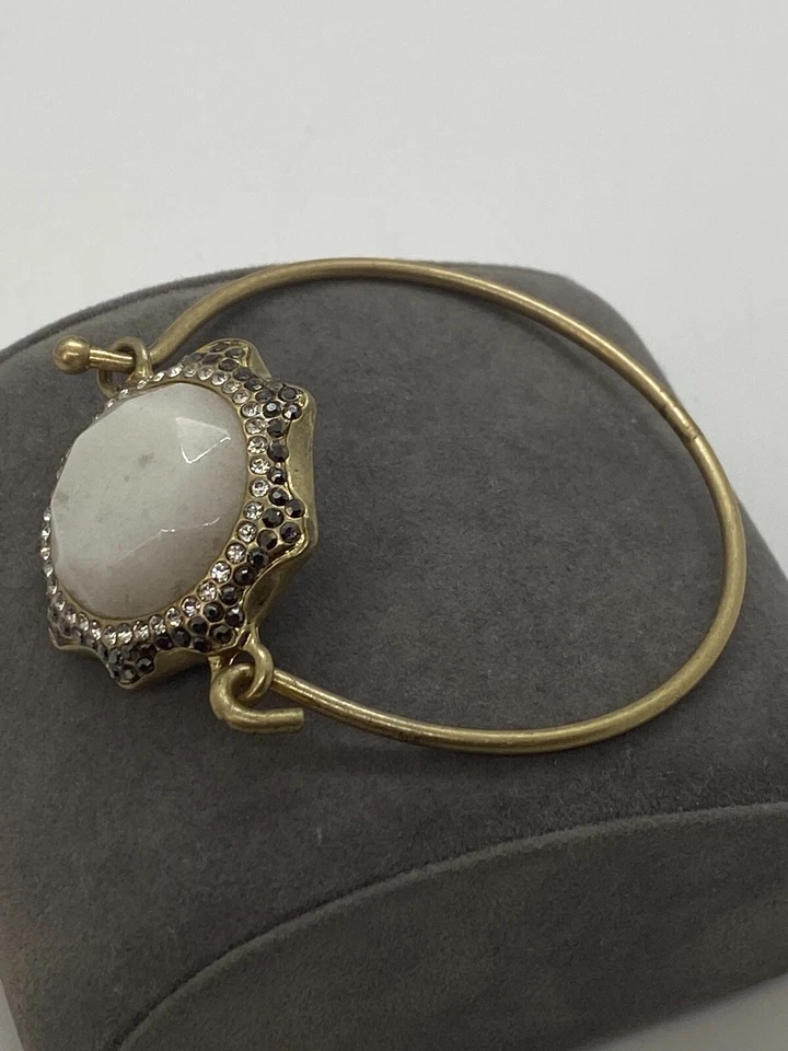 Robert Rose Hematite Tone White Stone and Mix Crystal Womens Bracelet Gold Tone - Image 4 of 4