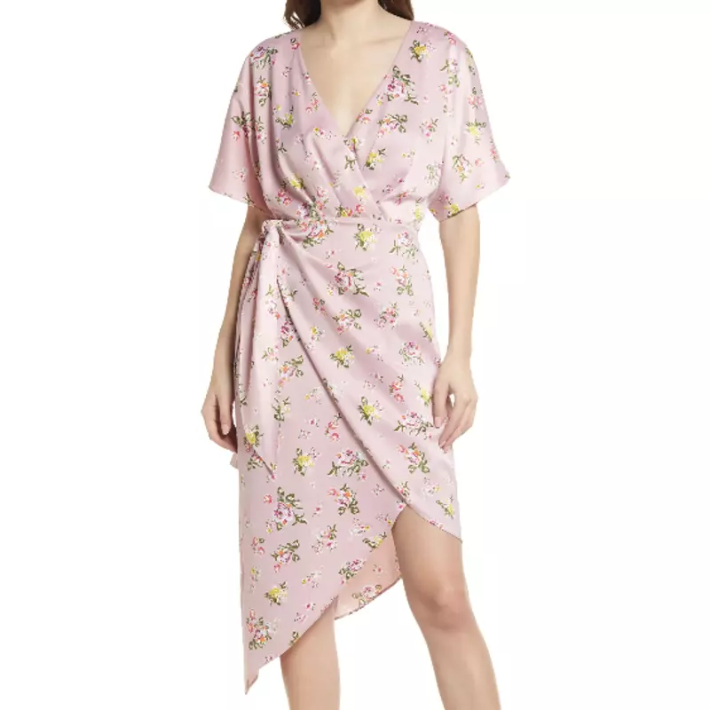 Blush floral wrap best sale dress