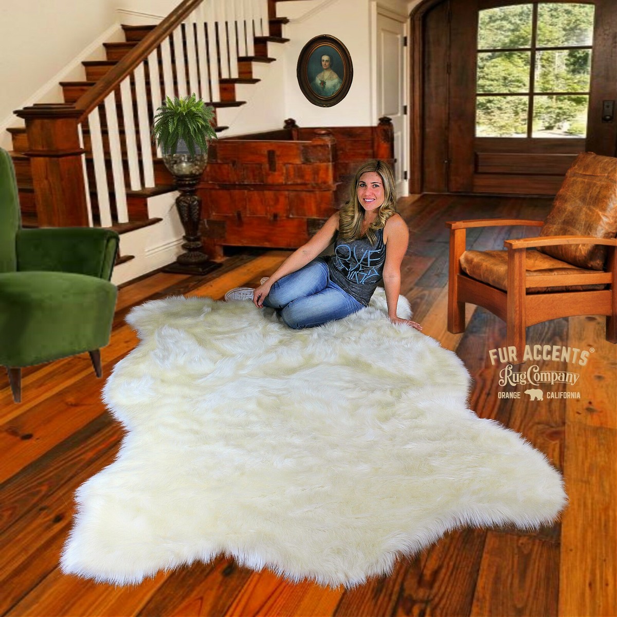 Delightful Polar Bear Rug, Lush Shag Faux Fur, Bonded Suede Lining