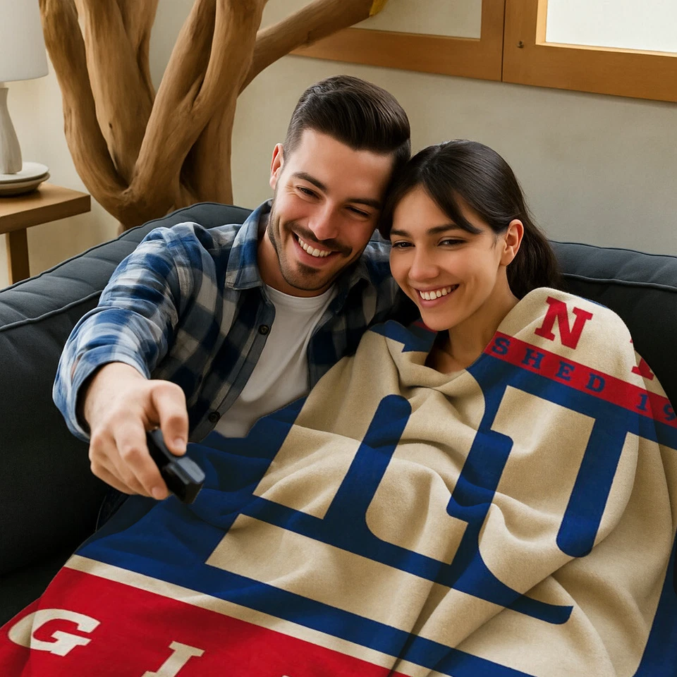 New York Giants NFL 60" x 80" Plush Throw Blanket, Soft & Warm - Image 3 of 4