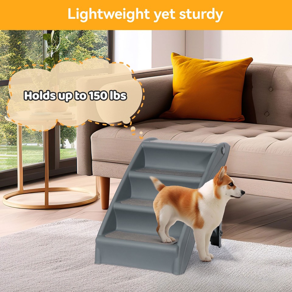 One Step Dog Ramp Tan/Gray Dog Ramp Stairs Steps For Smaller Pets Pickup Travel Ladder ...