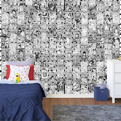 Anime Manga Collage Schwarz & Weiß Tapete Wandbild Abnehmbar Abziehbar Abziehen & Aufkleben