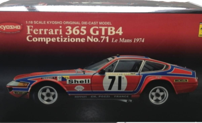Kyosho 1/18 Ferrari 365 GTB/4 Competizione #71 Le Mans 1974 Model