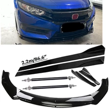 Front Rear Bumper Lip Spoiler Body Kit Splitter Side Skirt For Honda Civic Type