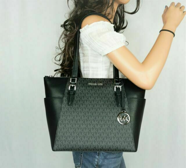 Michael+Kors+Charlotte+Women%60s+Tote+Bag+-+Black+%2835T0SCFT3B%29 for sale  online