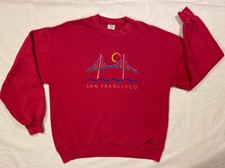San Francisco Sweatshirt Large Pale Pink Golden Gate Bridge Crew Neck Soft 1980s