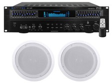 Technical Pro RX113 1500w Home Theater Amplifier Receiver 2 8" Ceiling Speakers