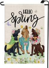 Dog Hello Spring Garden Flag 12X18 Inch Double Sided Floral outside Small Burlap