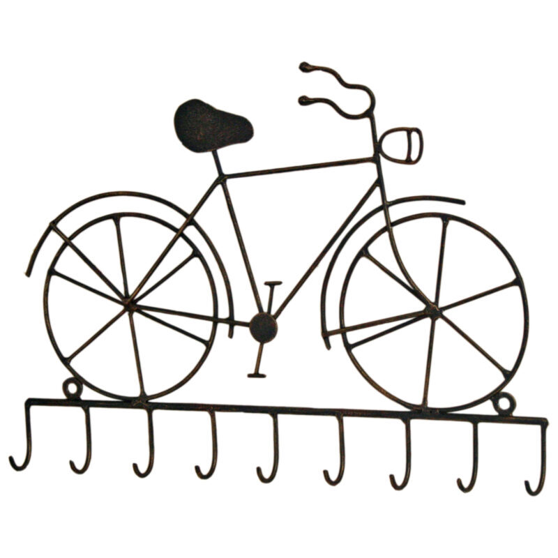Rustic Bicycle  9 Hook Wall Mounted Key Coat Hook Rack