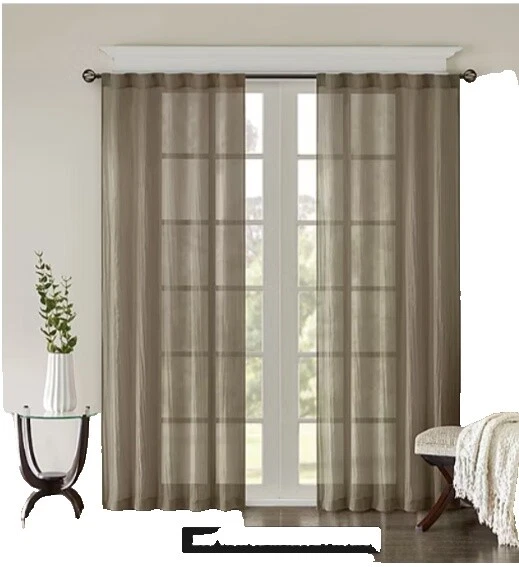 Patrón sólido Poliéster Marrón Cortinas de Ventana