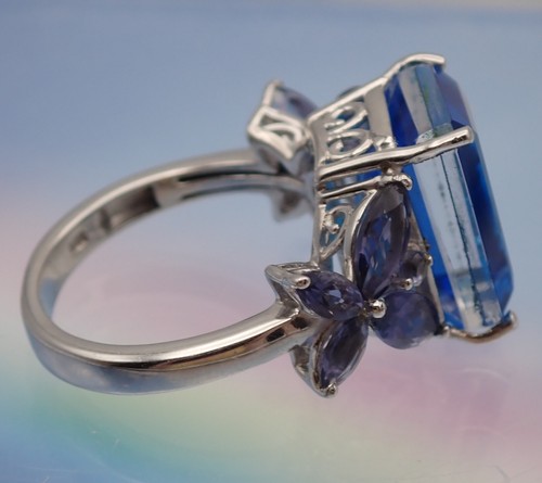 STS Chuck Clemency Lab-Created Spinel Tanzanite Butterfly 925 Size 7.5 Ring - Picture 4 of 9