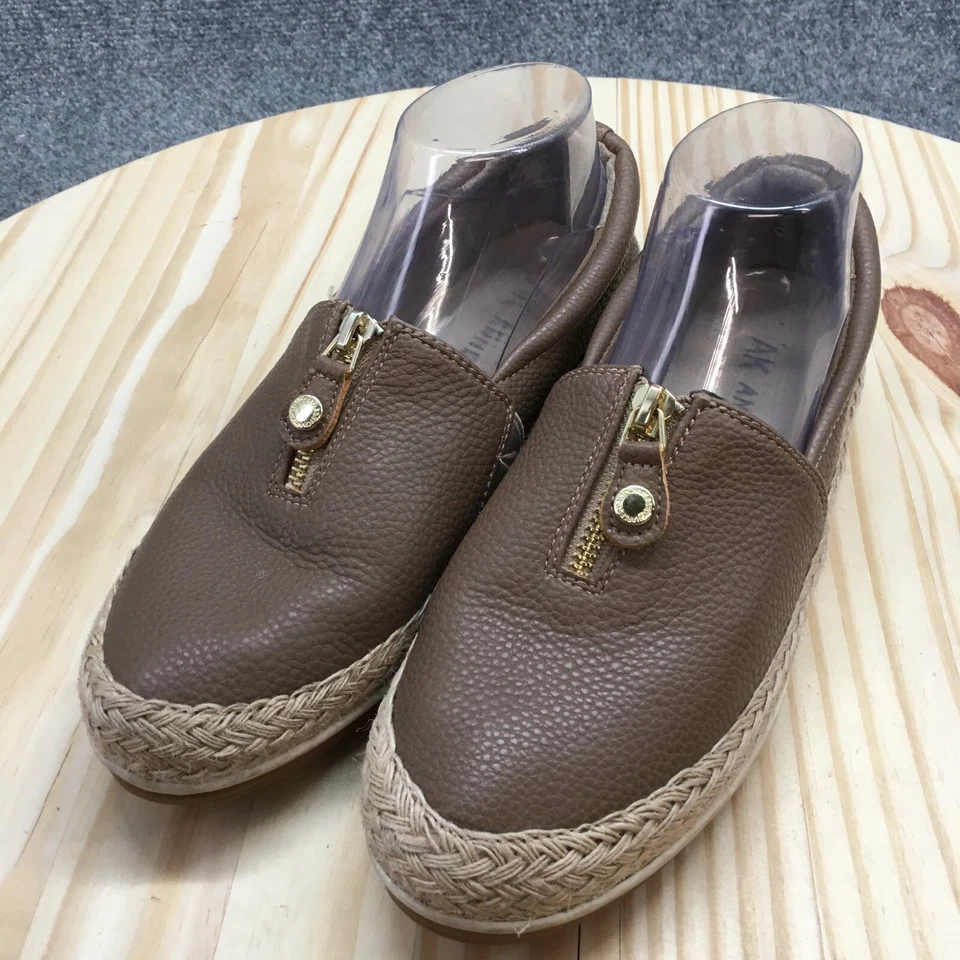 Anne Klein Zapatos Mujer 7.5 M Jovijoy Frontal Cremallera Mocasín Alpargata Planos Marrón Foto 3 de 4