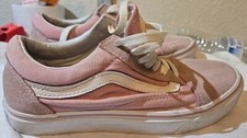 Vans Old Skool Pink/White Sneaker Lace Up Shoes Girls Women's Size 7 Men's 5.5