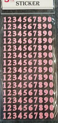 1x Bogen 3D rosa Glitzer Zahlen numerisch 1-0 Aufkleber Handwerk UK Verkäufer kostenloser Versand