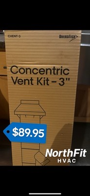 3 in PVC Concentric Vent Kit DiversiTech CVENT-3 Furnace Water Heater Exhaust