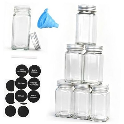 DkOvn 6pcs Glass Spice Jars, 4oz Empty Spice Jars with Metal Caps, 6pcs 4oz Set