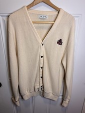 VTG IZOD Sz XL Button Up Acrylic Cardigan Sweater Logo Preppy Made In USA