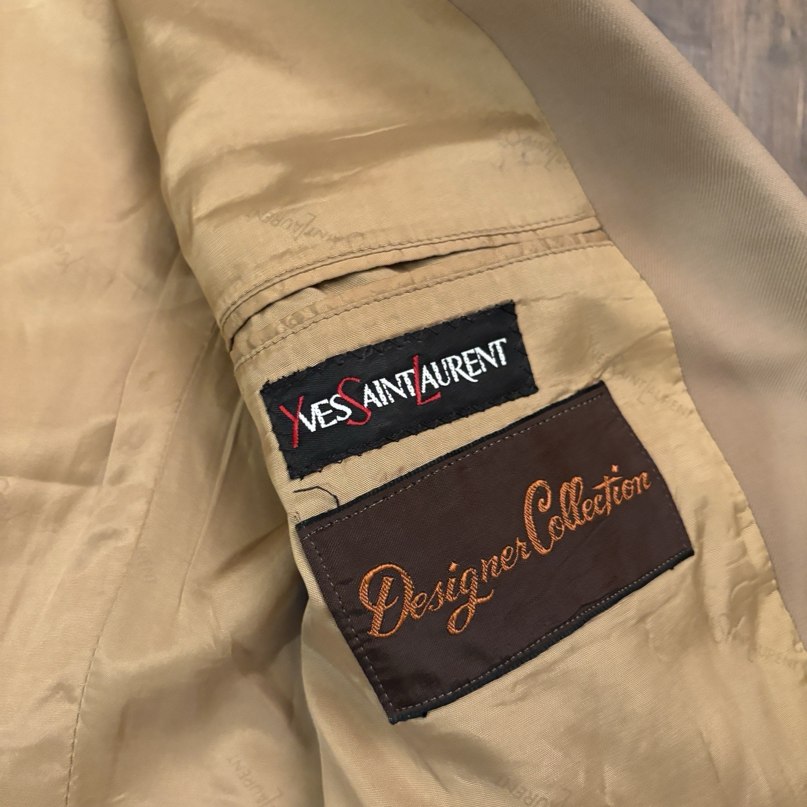Giacca tuta vintage Yves Saint Laurent marrone 40R LEGGI YSL made in France petto 20”