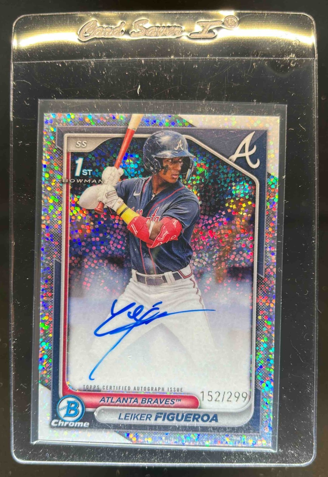 2024 Bowman Chrome Leiker Figueroa Auto Speckle Refractor 1st #152/299