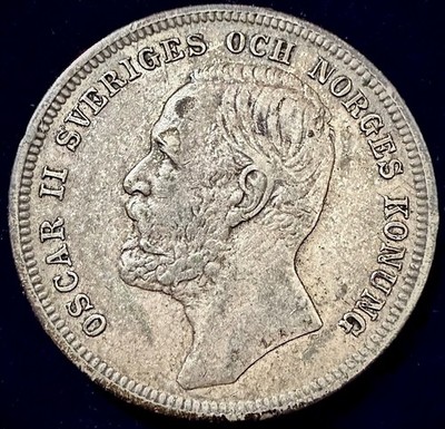 1898 Sweden 1 Krona Silver Oscar II | Scarce Closed Hair Lock Variety KM760 VF+