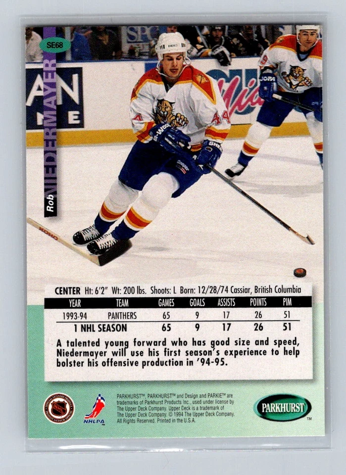 1994-95 Parkhurst SE #SE68 Rob Niedermayer Florida Panthers - Image 2 of 2