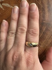 14k Gold Bezel Set Rose Cut Diamond Band Ring, Size 8