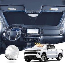 Windshield Sun Shade Custom Fit for 2019-2023 2024 Silverado 1500 Regular Cab, C