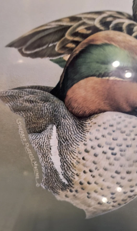 Conjunto de duas estampas vintage de pato Sherrie Russell Meline emolduradas foscas - Imagem 4 de 4