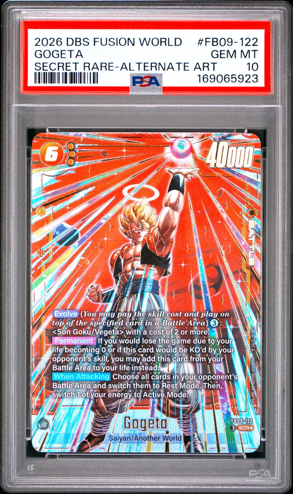 2026 DRAGON BALL SUPER CARD GAME FUSION WORLD DUAL EVOLUTION GOGETA PSA 10