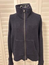 Sweaty Betty High Neck 2 Pocket Zip Up Restful Boucle Knit Jacket  Navy Size XS