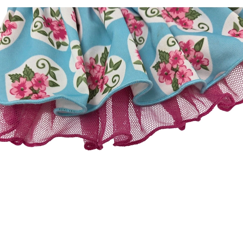 Vestido Lulu Rosa Azul Floral Corazón Perro XXS Rosa Tul Volantes Cachorro Mascota Ropa Foto 3 de 4