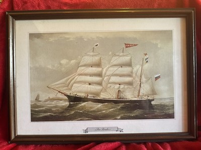 vintage print Russian four-masted steel barque Per Brahe High Quality Lithograph