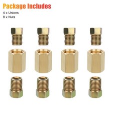 12x Straight Brass Brake Line Inverted Compression Fitting Unions For 316 Tube