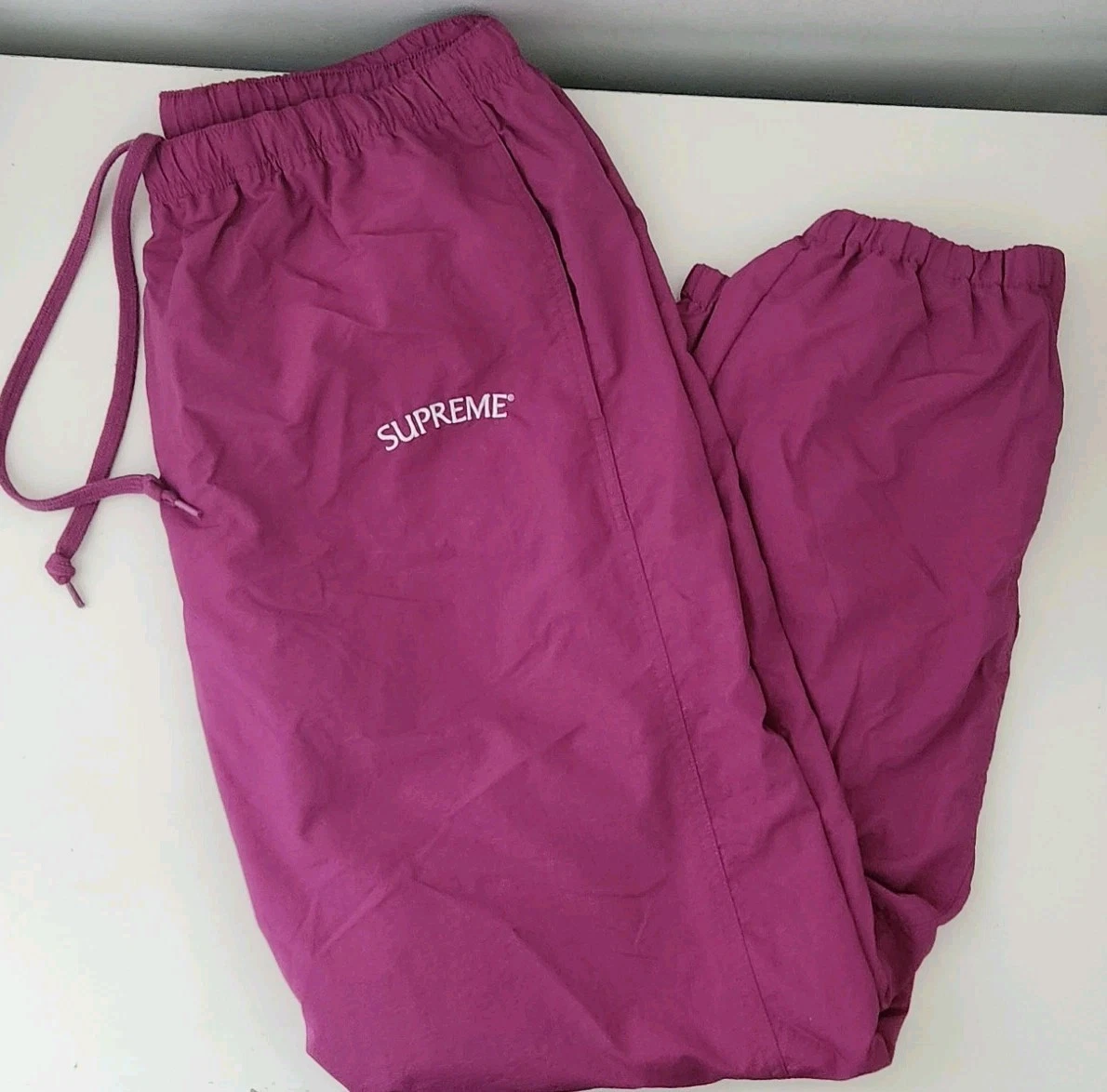 FW17 Supreme Arc track pant L Large Water Resistant Magenta Pants Trousers