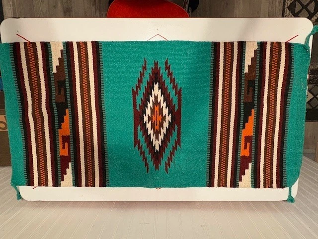 Alfombra 20"x40" Diseño Tejido Nativo Americano Turquesa Suroeste Foto 2 de 4