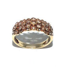 Ladies ornate 9ct yellow gold ring set with a plethora of diamonds, UK size S
