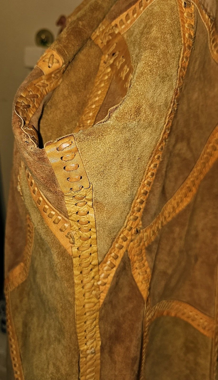 70's Hand~Made Leather Patchwork Rockn' Roll Jacket Vintage Hippie Boho 36"- 38" image 16
