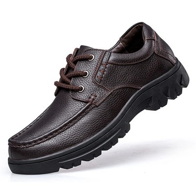 Men's Thick-soled Leather Shoe Outdoor Casual Business Formal Lace-up Dress Shoe