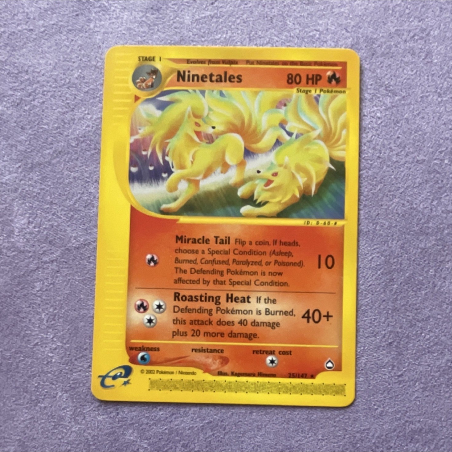 Ninetales Aquapolis Rare 25/147 Pokémon Card. NM