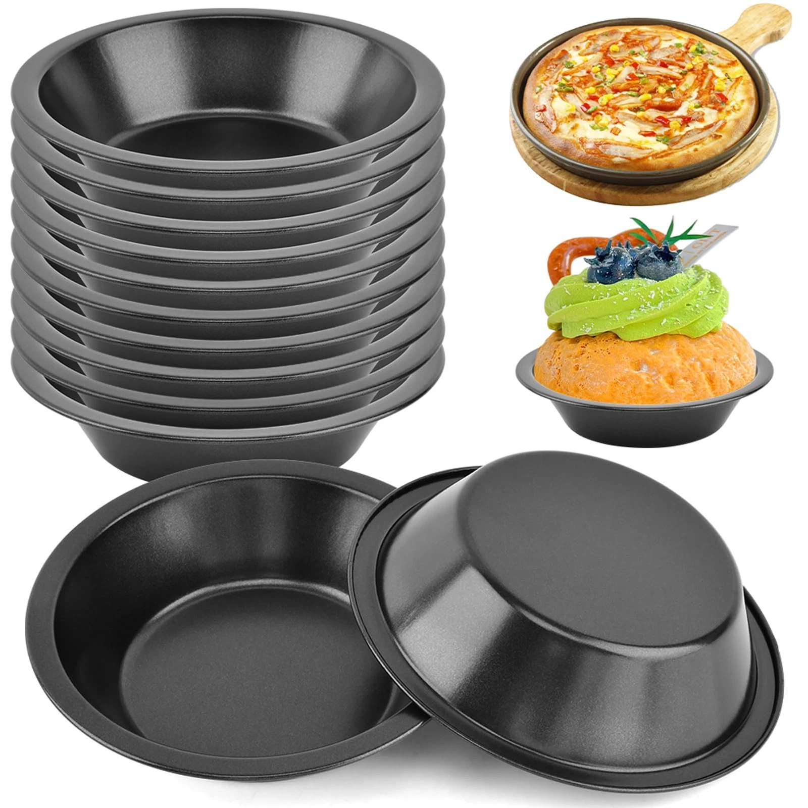 12 Pcs Mini Pie Pans,5 Inch NonStick Individual Dish Pie Plate Reusable Round...