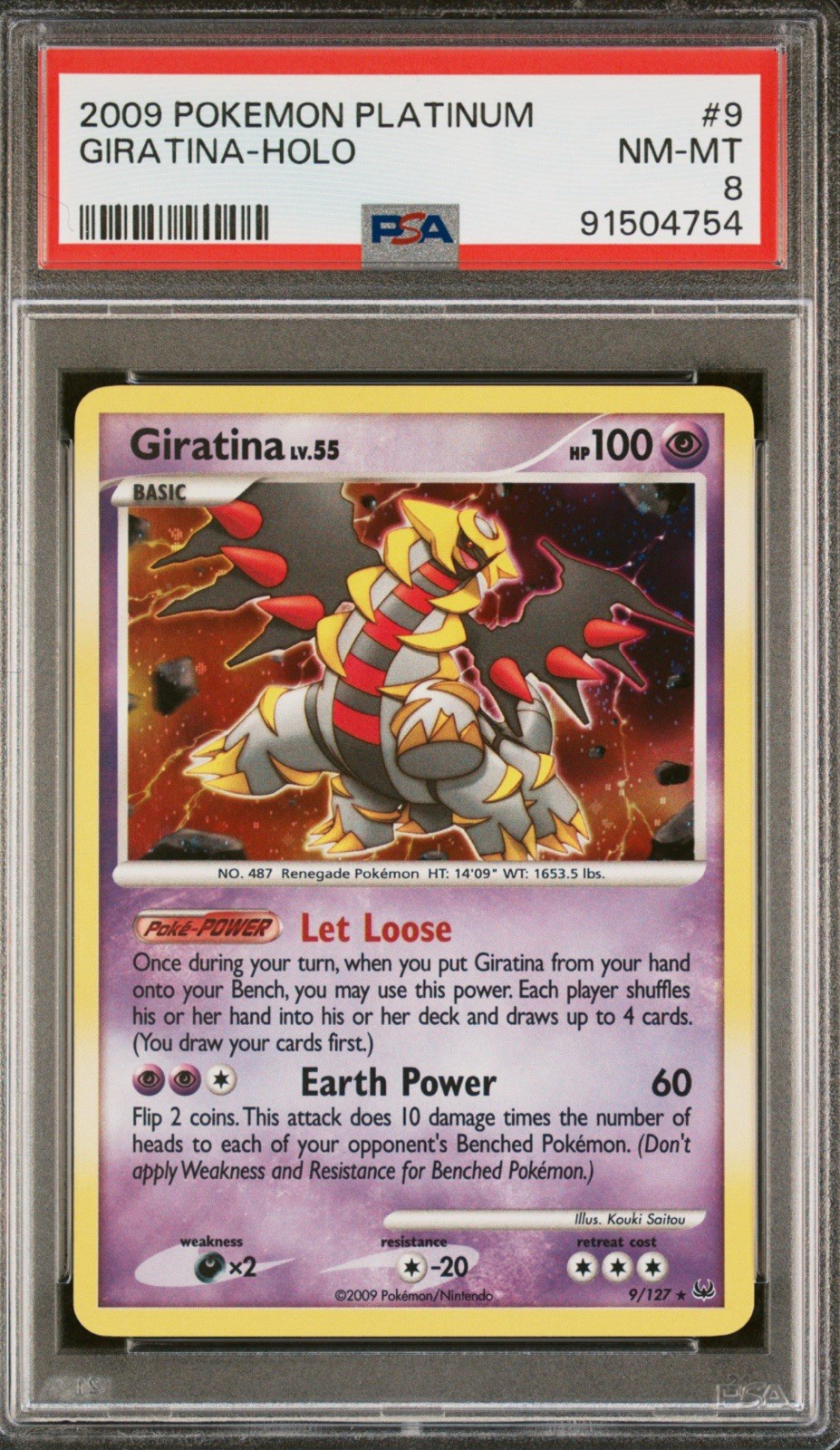 2009 Pokemon Platinum Giratina Holo Rare 9/127 PSA 8 LOW POP