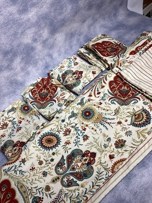POTTERY BARN 5 Pc Duvet Cover F/Q & 2 Standard 2 Euro Shams Paisley JACOBEAN