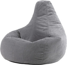 Icon Dalton Cord Bean Bag Chair, Grey, Large Adult Bean Bag with Filling Include