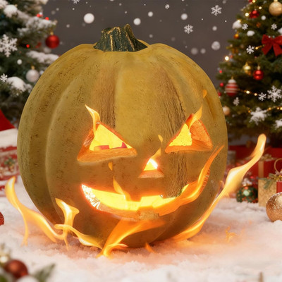 Ceramic Halloween Pumpkin for Fire Pits, Realistic Reusable Single Halloween Pum