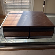 Vtg 80s Wood Grain 22 VHS Tape Holder 2 Drawer Storage Organizer