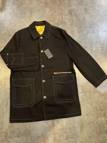 VERSACE ABBIGLIAMENTO Gabardine Single breasted Coat In Black Men Sz 54 $2825 video thumbnail