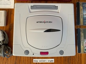 Sega Saturn HST-0014 white Japanese console system complete in box + 2 games