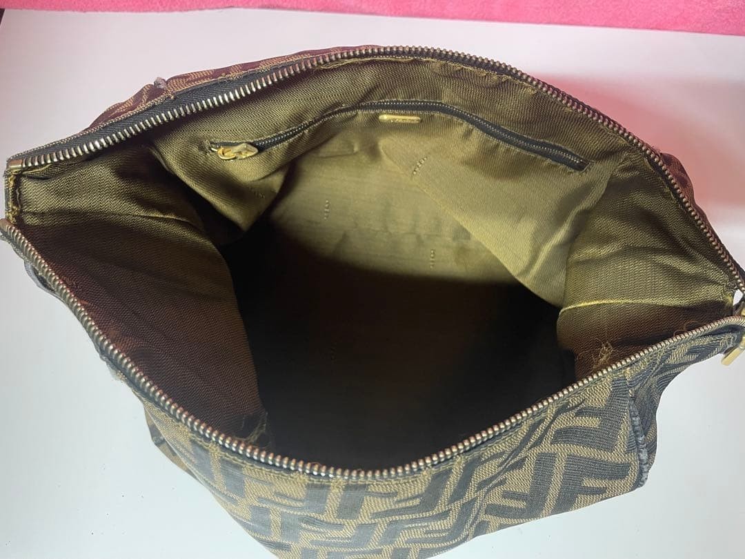 FENDI Zucca Vanity Bag Hand Bag Accessory Pouch Canvas Leather Black Brown thumbnail 13